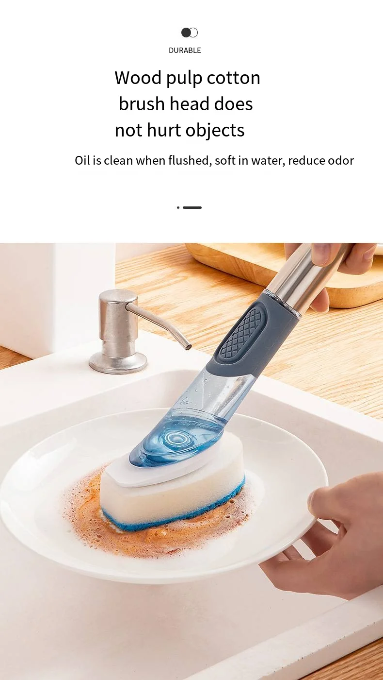 Multifunctional ladle brush decontamination dishwashing brush Household kitchen oil-free long handle cleaning brush set supplier