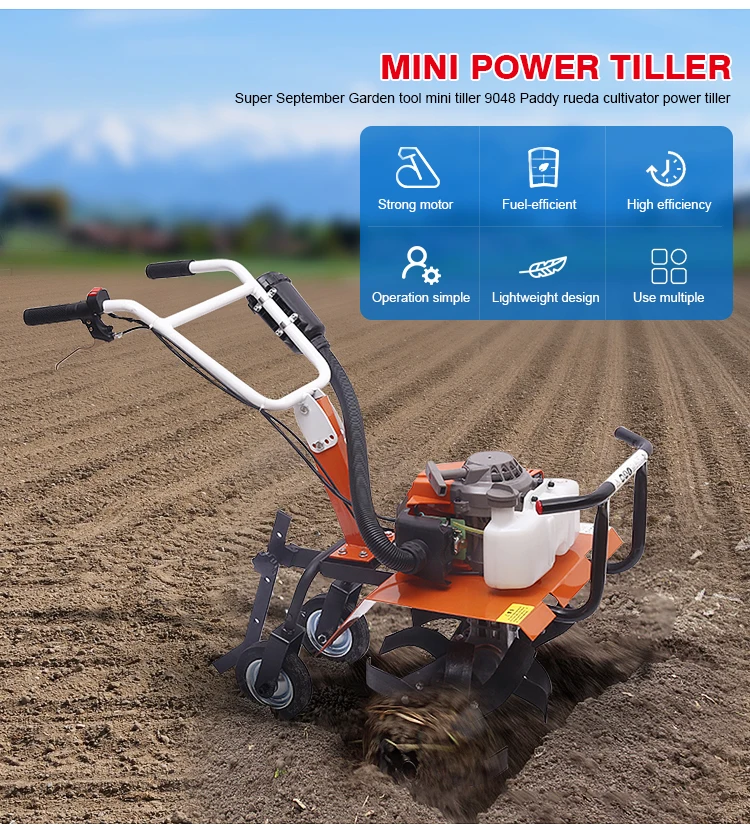 2 stroke 63cc 2.8kw gasoline portable hand push cultivator tiller small tractor