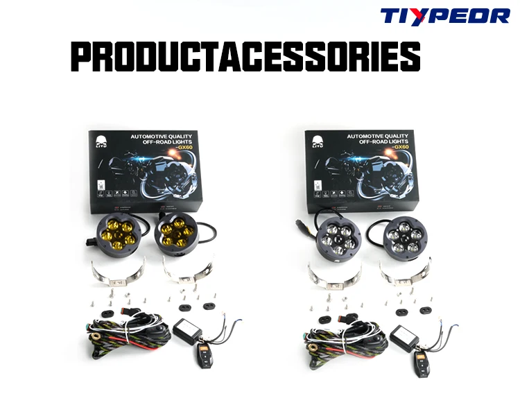 TIYPEOR Super Bright High Power Headlamp Auxiliary Headlight CNC Aluminum Daytime Running Light for Off-road Motorcycle ATV SUV details