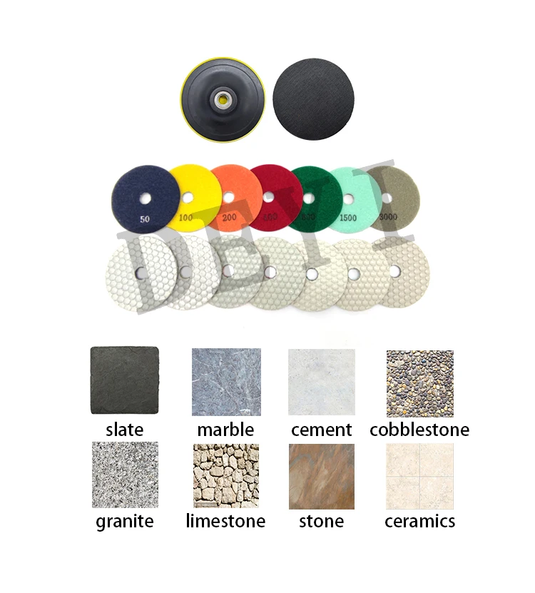 product deyi 3 inch 7steps resin flexible abrasive dry diamond polishing pad  granite marble polier pad-20