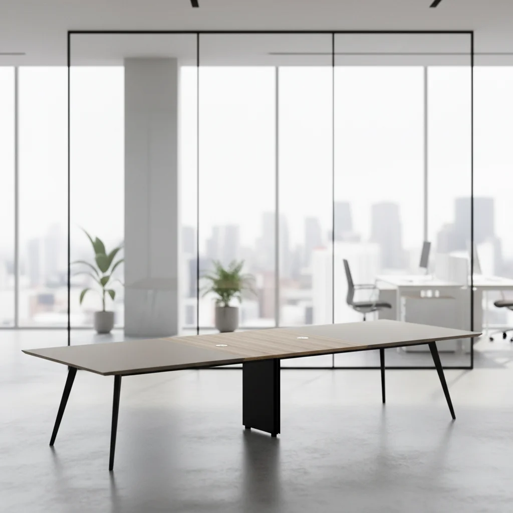 Large Modern Conference Table with Dual Power Sockets Midline Cable Tray Adjustable Feet Office Meeting Furniture 6