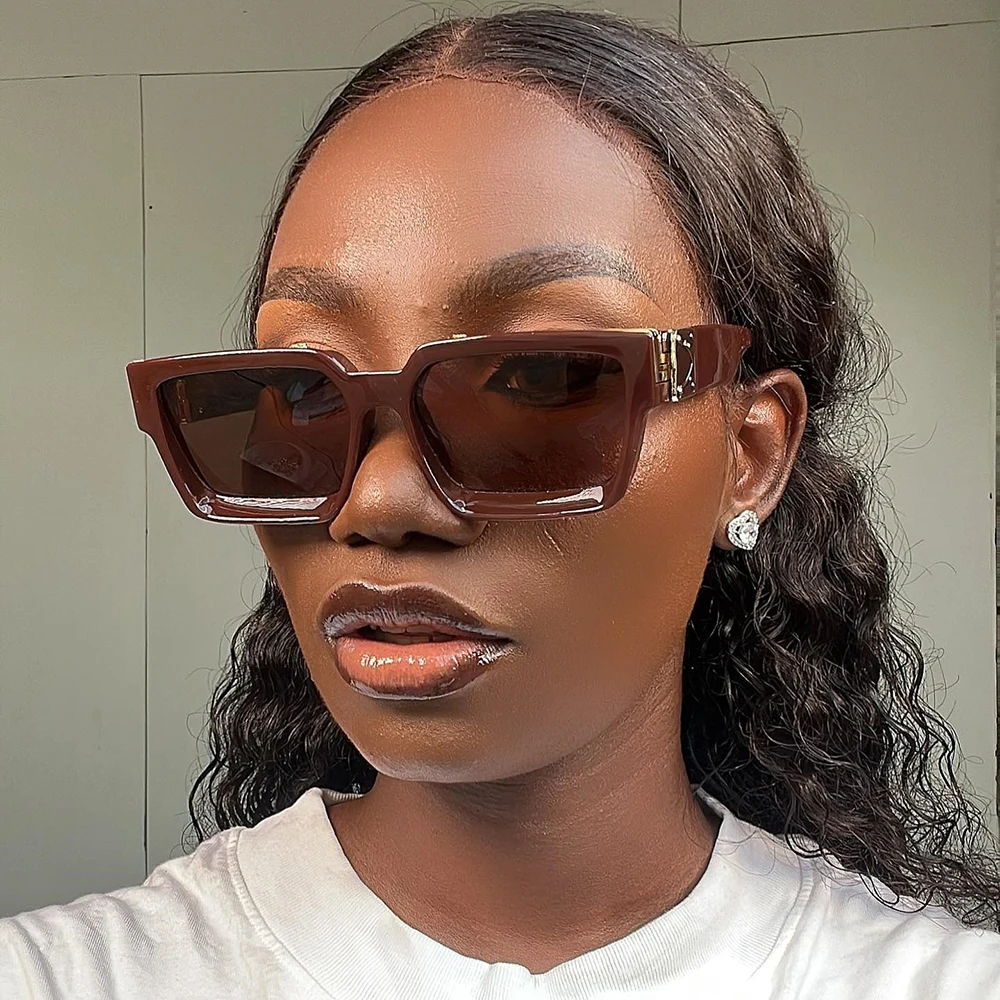 Übergroße Quadratische Sonnenbrille Frauen Luxus Bunte Uv400 Vintage Retro Sonne