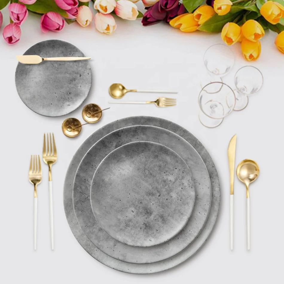 Hot Selling Mexican Dinnerware Sets Brass Dinner Plate Porcelain Tableware Sets