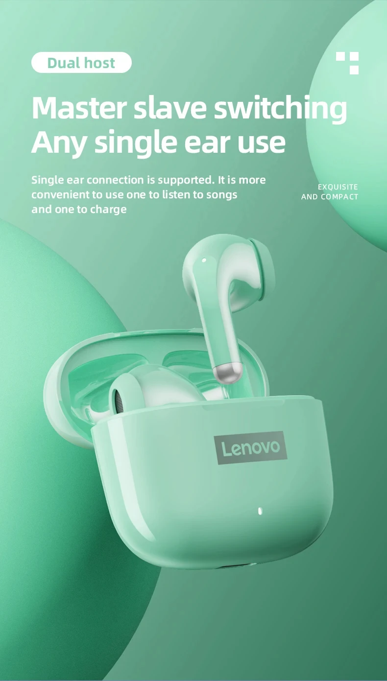 Lenovo LP40 Pro TWS BT Earphones BT 5.1Touch Control Music Sport Headset Noise Reduction Gaming Headphones 250mAh