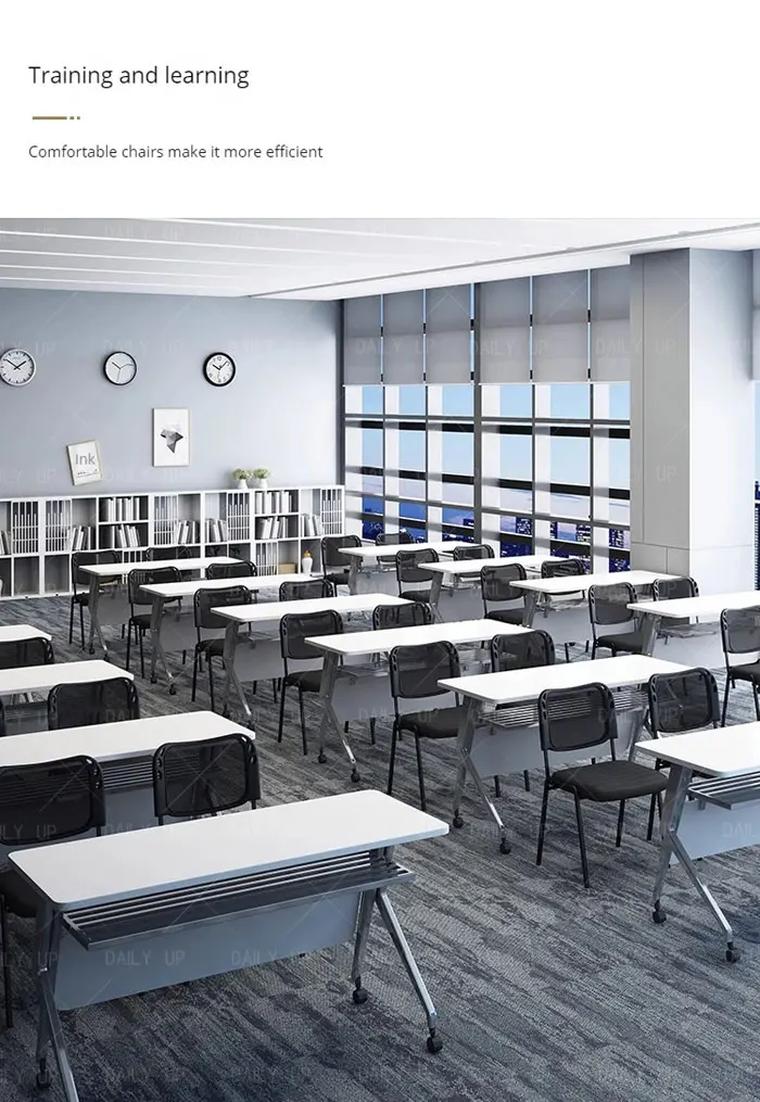 Stackable Upholstered Mesh Office Chair Ergonomic Padded Conference Chair With Breathable Backrest Thickened Sponge Cushion