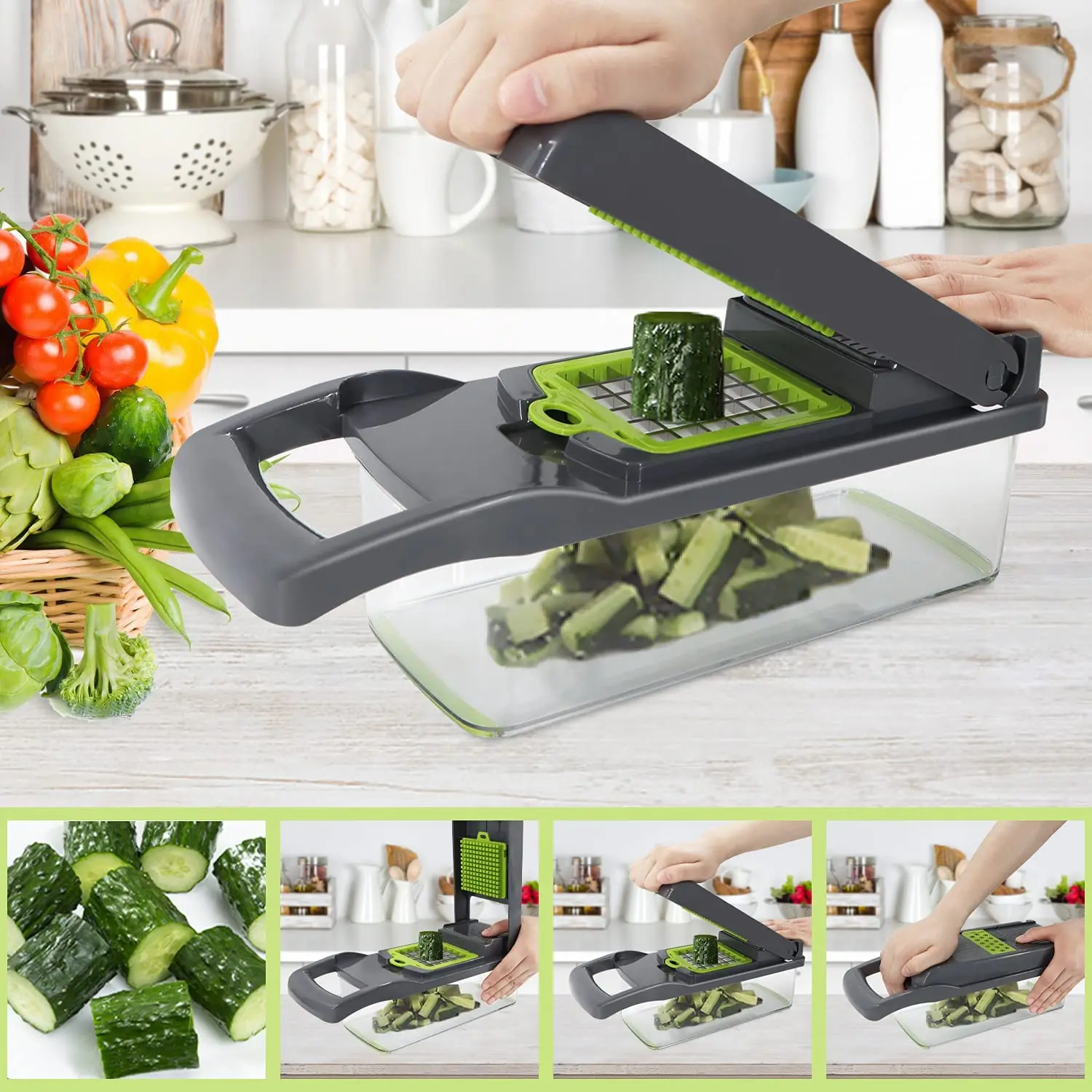 16pcs/set Multi-functional Kitchen Vegetable Cutter Chopper Slicer Peeler  Grater Dicer For Cooking, Outdoor Camping