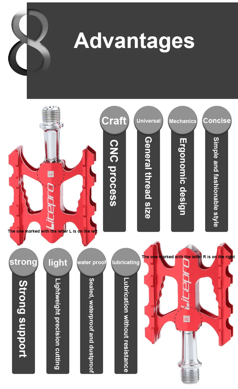 RIDERACE Cycling  Folding Bike Aluminum Alloy Non-slip Pedal MTB Road Riding Sealed Bearing BMX Universal Bicycle Pedal