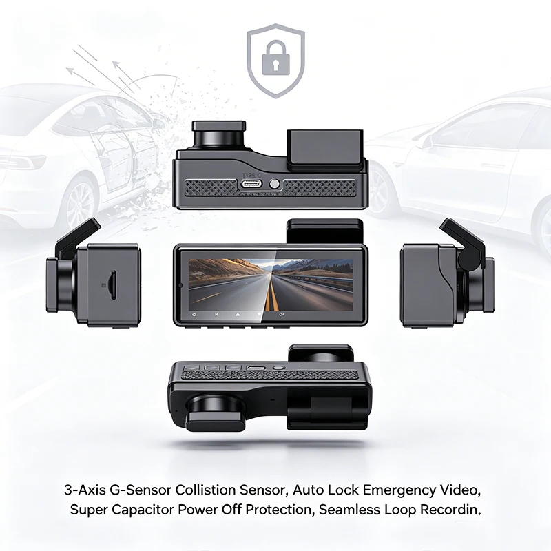 VIEVGUARB VS109 Dash Cam Parking Monitor Loop Recording Night Vision G-Sensor App Control GPS Dual Lens WiFi Battery