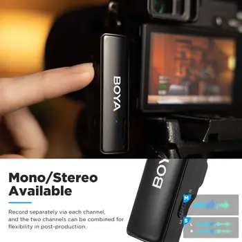 BOYALINK Wireless Lavalier Microphone for IPhone/Android/Camera Vlogging, All-in-One Lapel Dual Mic System & Battery Case detail image