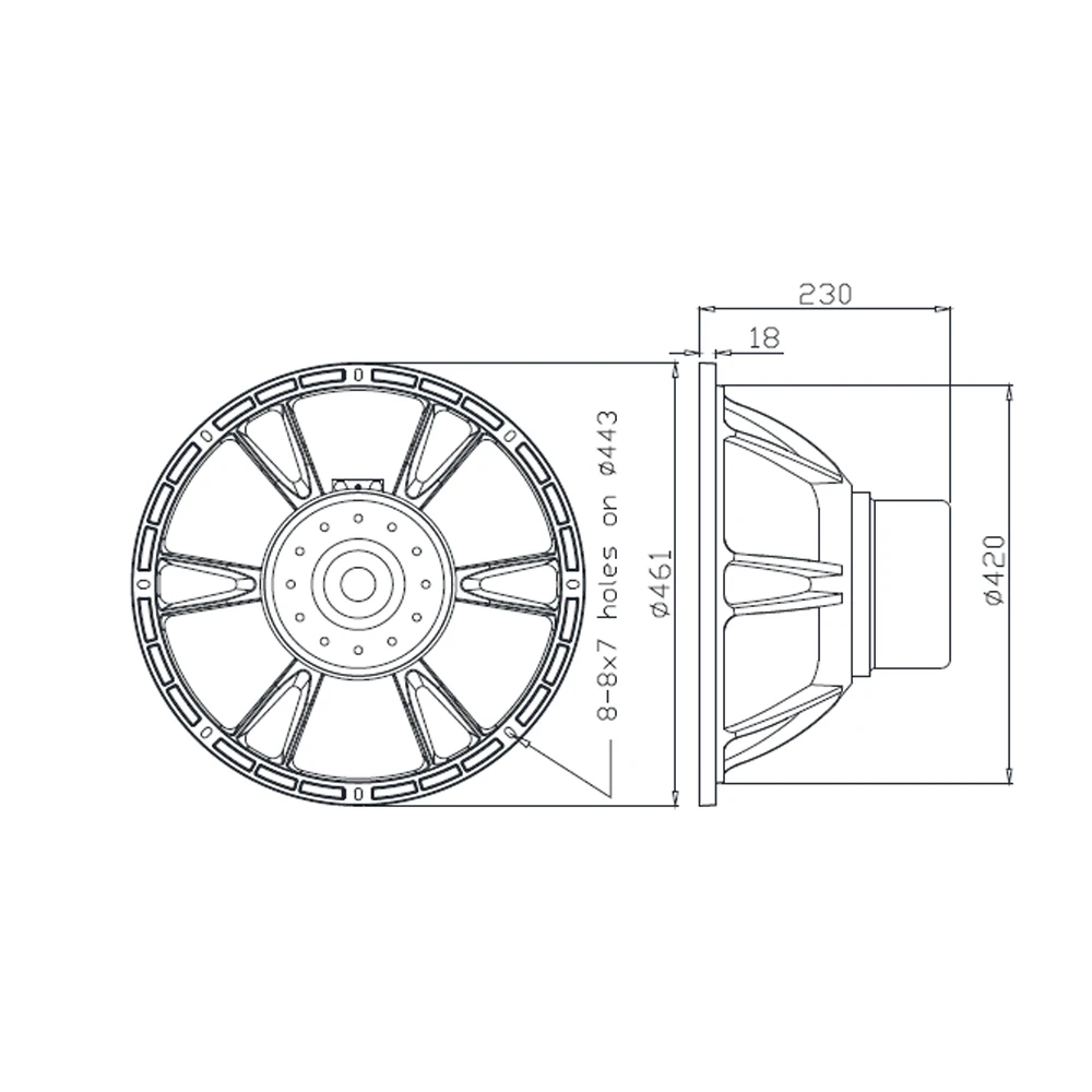 プロフェッショナル18インチPAスピーカー（ラインアレイシステム用
