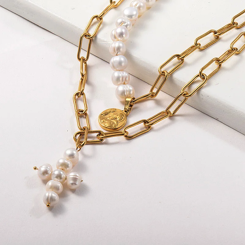 Stainless Steel 18k Gold Plated Multilayered Freshwater Pearl Necklace,Wholesale  Jewelry Supplies China - Buy Pearl Necklace,Wholesale Jewelry Supplies,Pearl  Necklace Stainless Steel Product on Alibaba.com