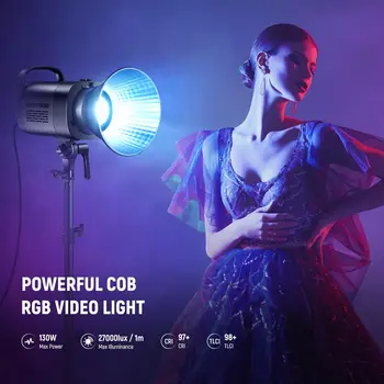 NEEWER CB100C Full Color 2700K-6500K 130w RGB LED Video Light COB Bowens Mount Silent Continuous Output Lighting detail image