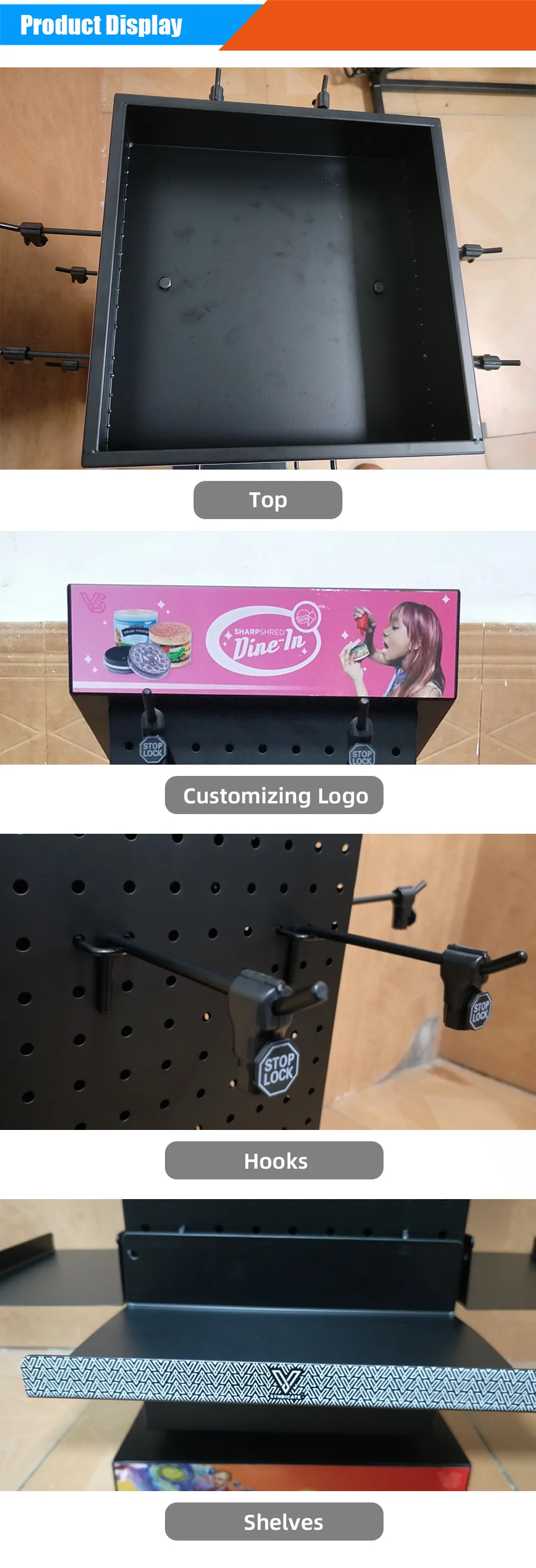 4 Sided Metal Rotating Display Stand Tools Jewelry Phone Accessories ...