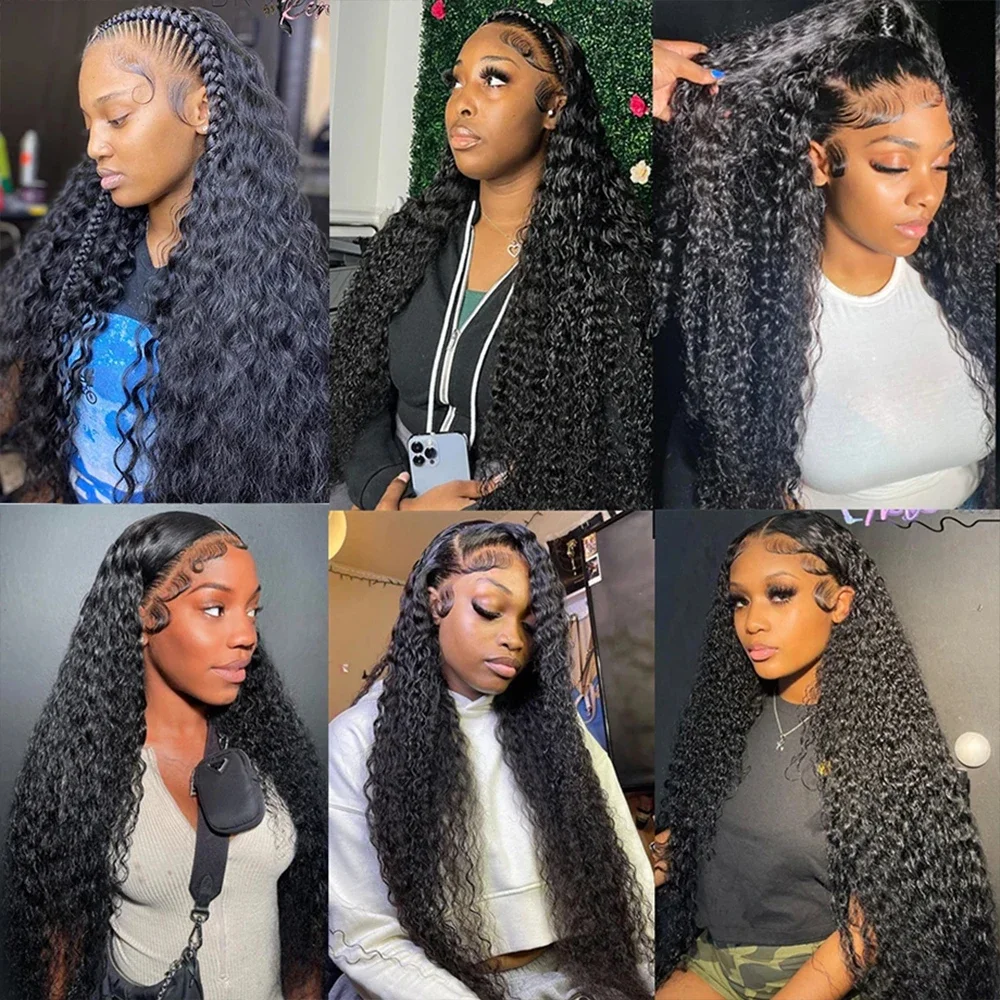 13x4 13x6 Deep Wave HD Lace Frontal Curly Human Hair Wigs Mulheres Sem Cola Pré-Plucked 30 40 Polegadas Water Wave Lace Front Wig_voghion.com