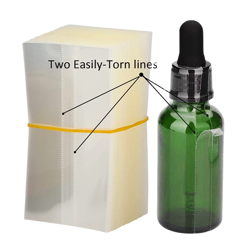 Custom Logo Printed PVC Heat Shrink Film Sleeves Perforated Plastic Wrap Support for Bottle Logo Printing Customization