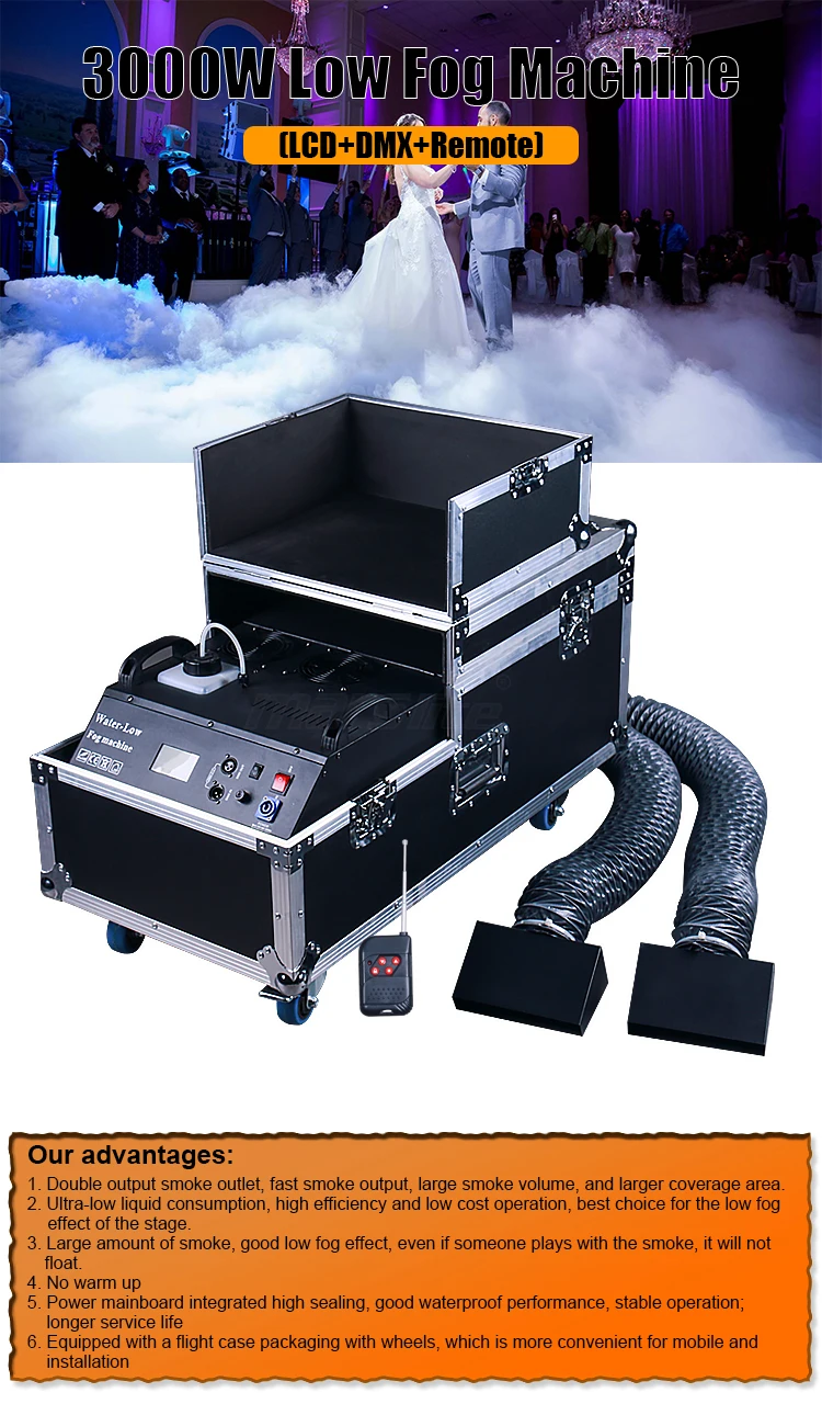 Marslite 2000W 3000W Low Lying Fog Machine Water Base Dual Output Ground Smoke Machine For Wedding Stage Event Party