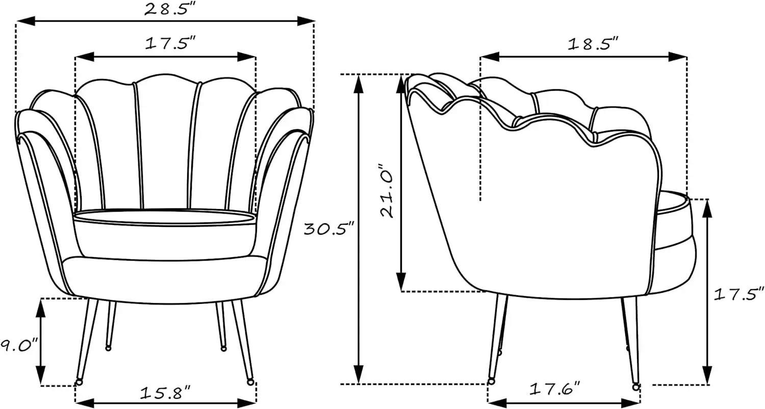 Tufted Vanity Armchair With Gold Accented Legs,Seashell Design Office