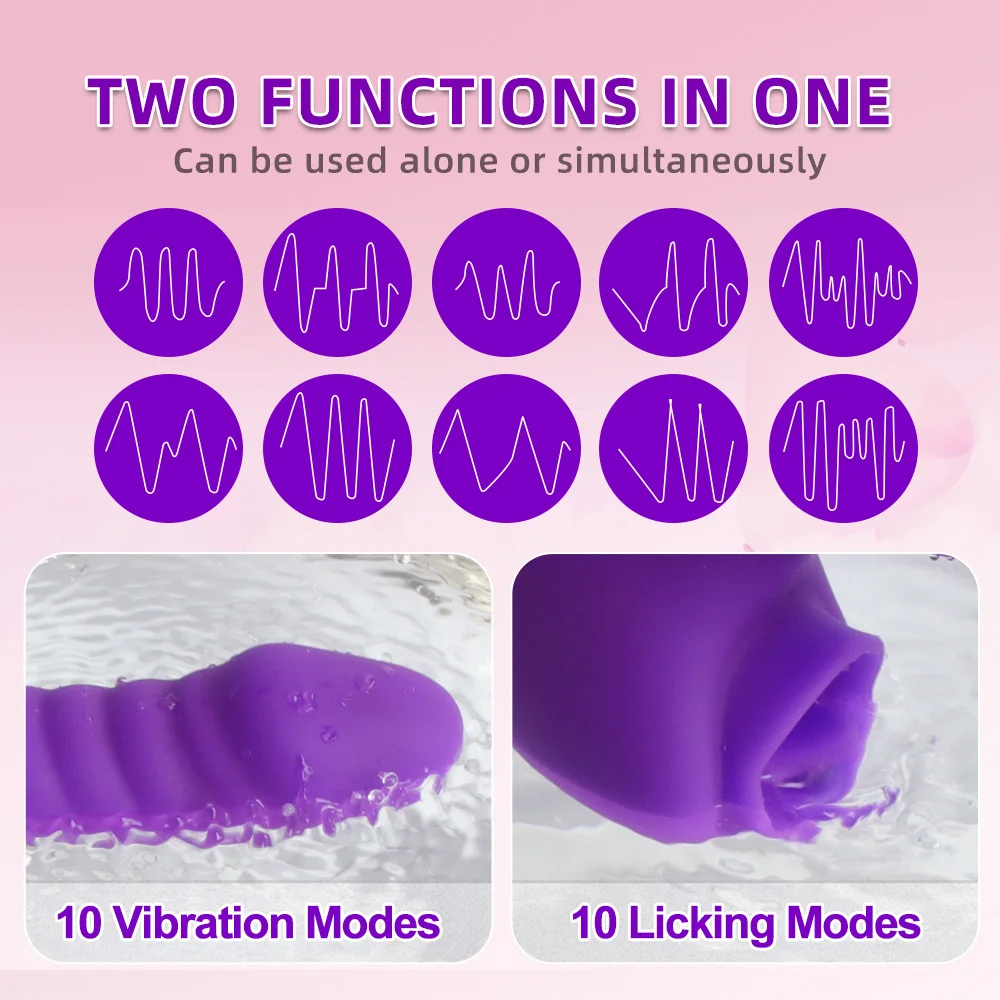 Vibrator for Women 2 in 1 Licking Machine Clitoris Stimulator G-Spot Powerful Vibro Dildo Wand Female Clit Sucker Adult Sex Toys