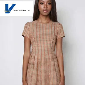 Women's  Dress New Summer Short-Sleeved Puff Skirt Casual Retro Style Natural Waistline