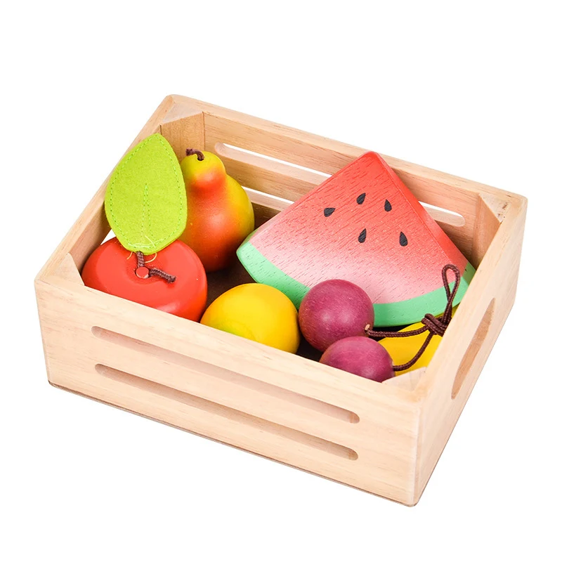 2024 New Collection Unisex Wooden Kitchen Food Pretend Play Toy Set Fruit & Vegetable Basket Education Toys for Kids boys girls