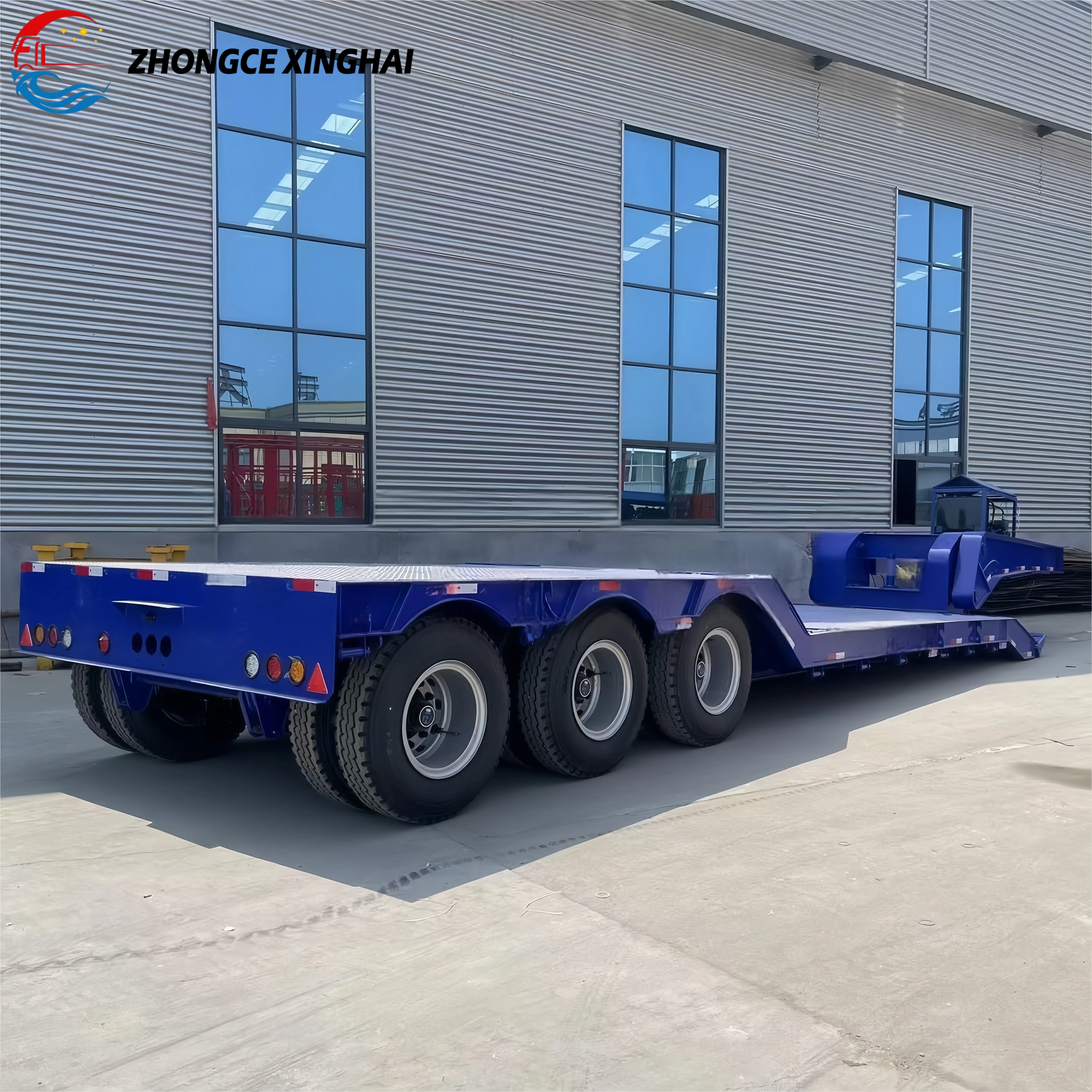Heavy Load Gooseneck 3/4-Axle 60-100T Gooseneck Lowbed Trailer for Heavy Machinery/Steel Coils/Mining Equipment Transport