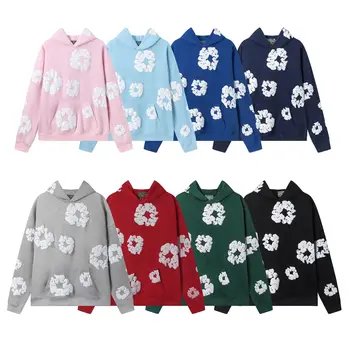 Hoodie Manufacturer American Premium Sweatpants Custom Foam Puff Print Couple's Loose Cotton Hoodies Sweatshirt Set