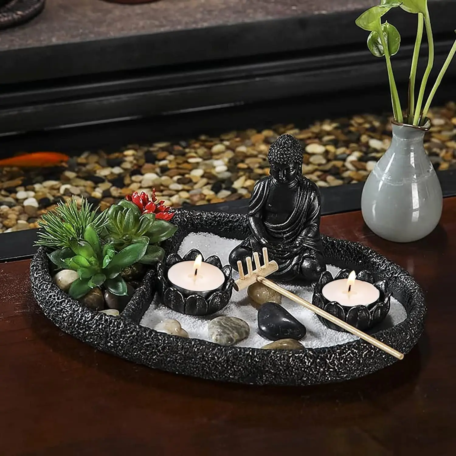 Hubert & Quinn ENSO Zen Garden Für Den Schreibtisch – Mit Sand, Kugeln & Rechen