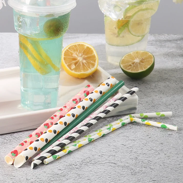 Biodegradable Colorful Paper Straws Decorative Disposable Drinking Straws for Coffee Juice Tea supplier