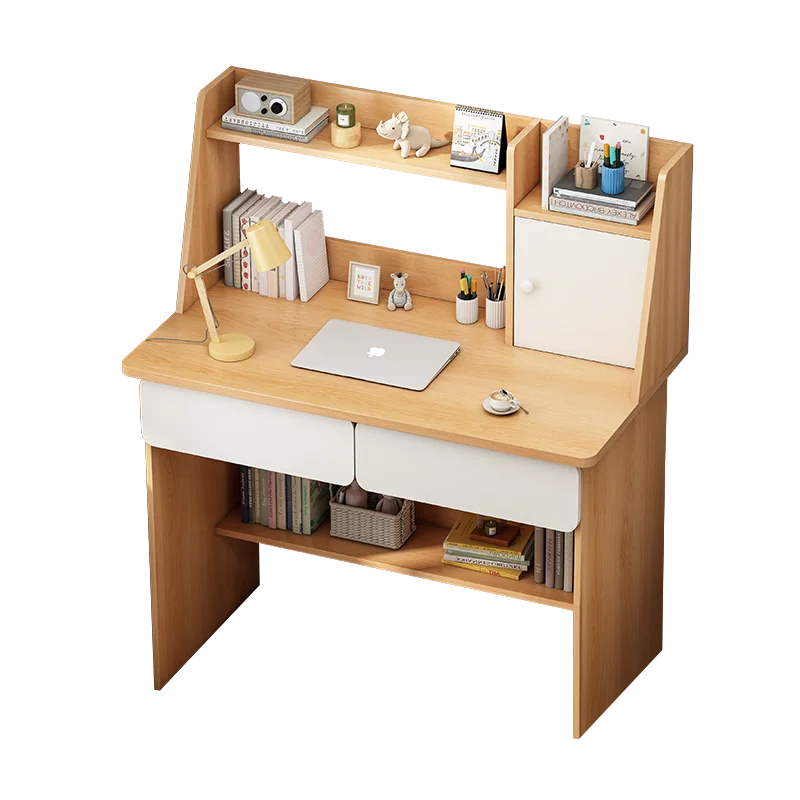 White Computer Desk Wood Room Study Table With Shelf Bookshelf For Home Office Furniture Buy