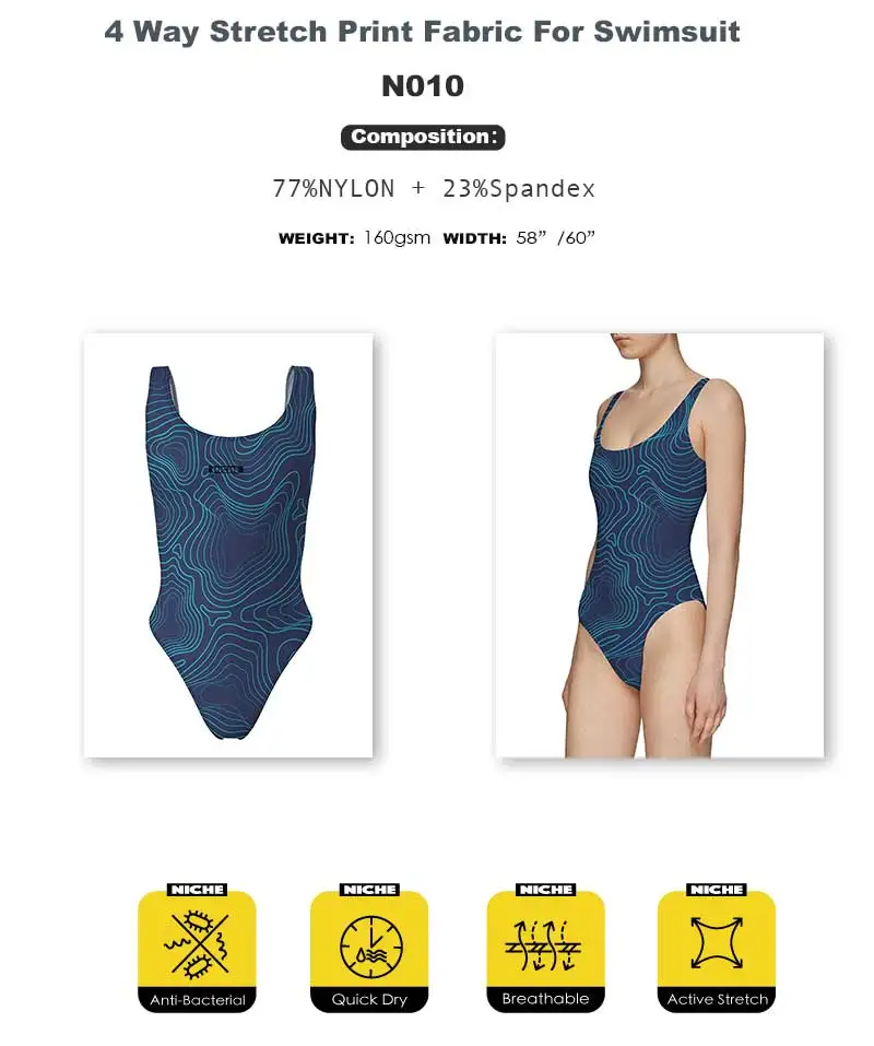 Customized Nylon Spandex Elastane Quick Dry Elastic 4 Way Stretch