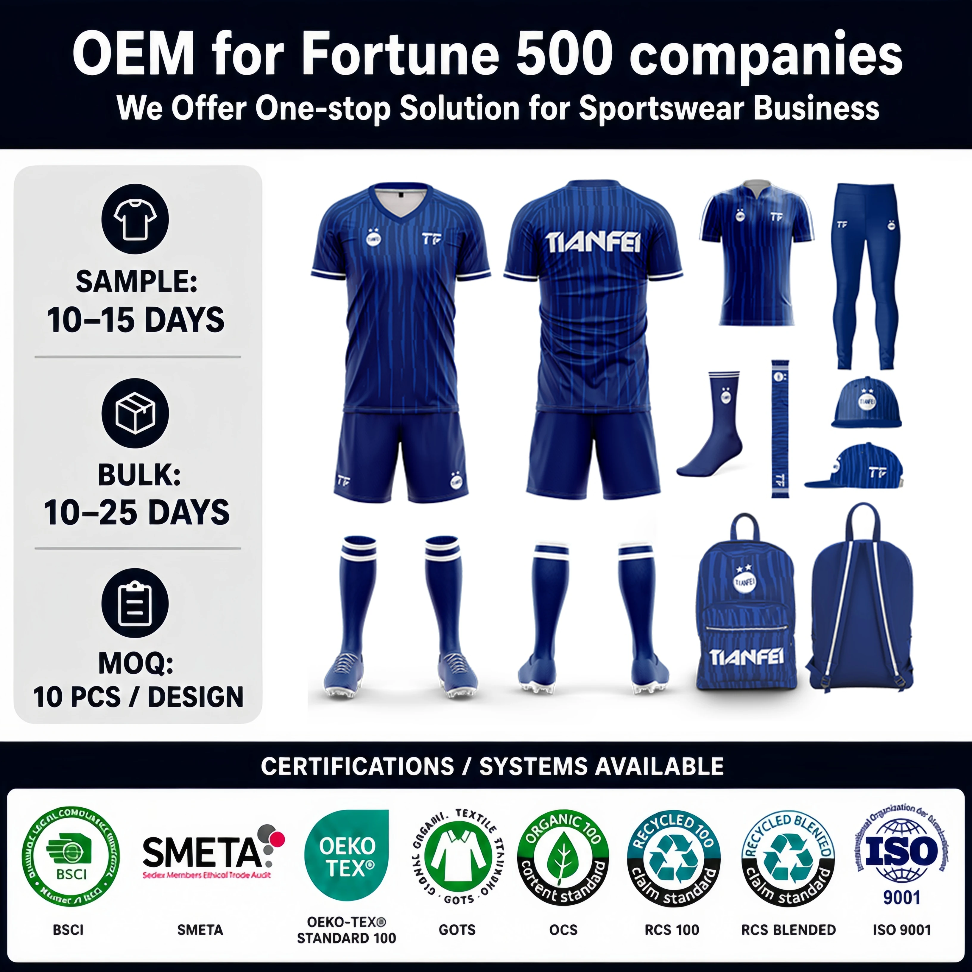 TF Customized Soccer Shirt Wear Football Kit Quick Drying Football Shirt Football Uniforms Set Sublimated Blue Soccer Jersey