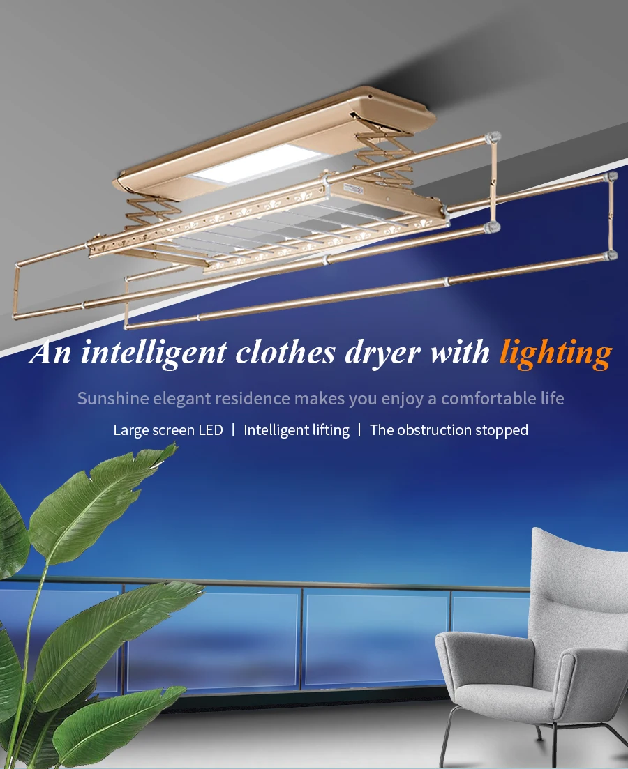 Electric Clothes Drying Rack Smart Retractable Automatic Aluminum