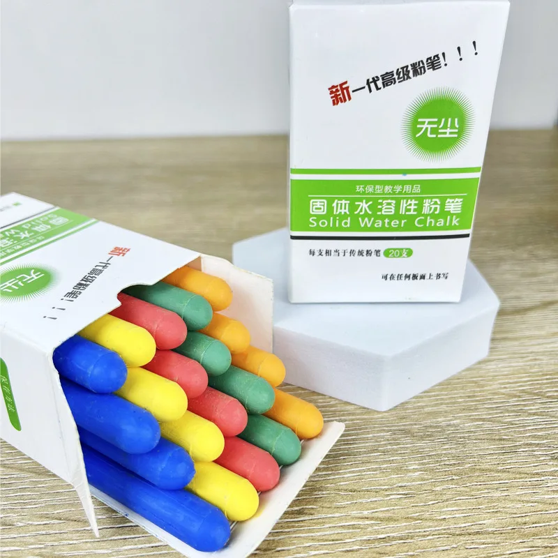 Детский мелок для рисования водорастворимый и беспыльный тротуарный Мел однотонного цвета с цветной упаковкой