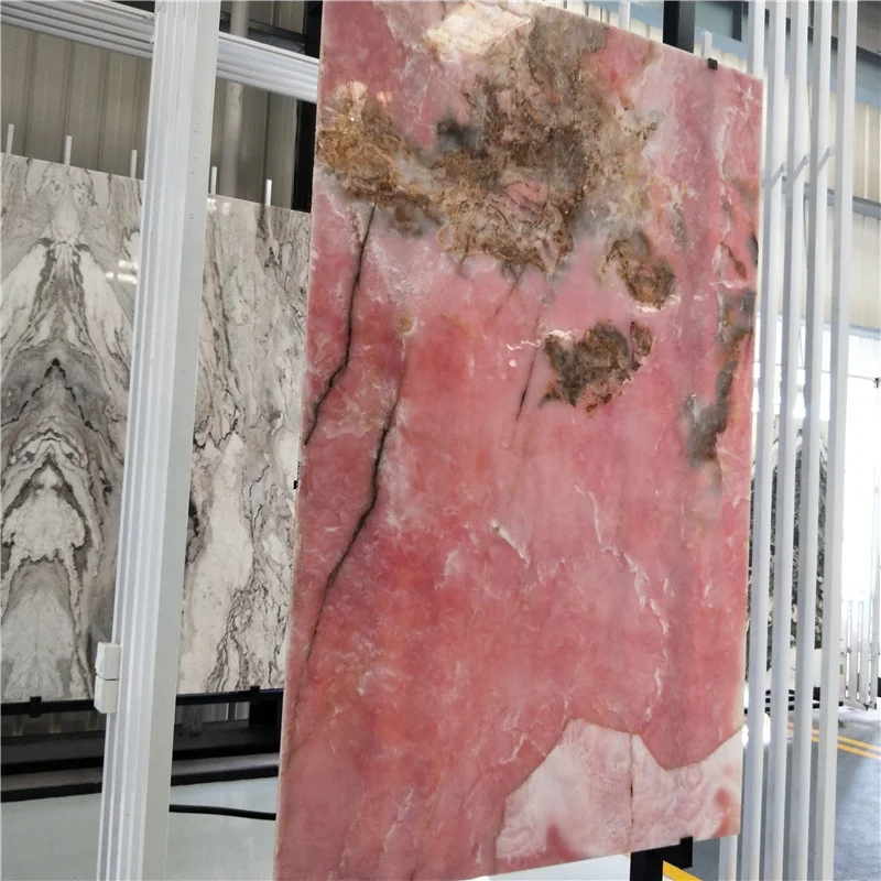 product natural pink jade marble transparent backlight onyx wall tiles slab for indoor hotel hall wall background design-1