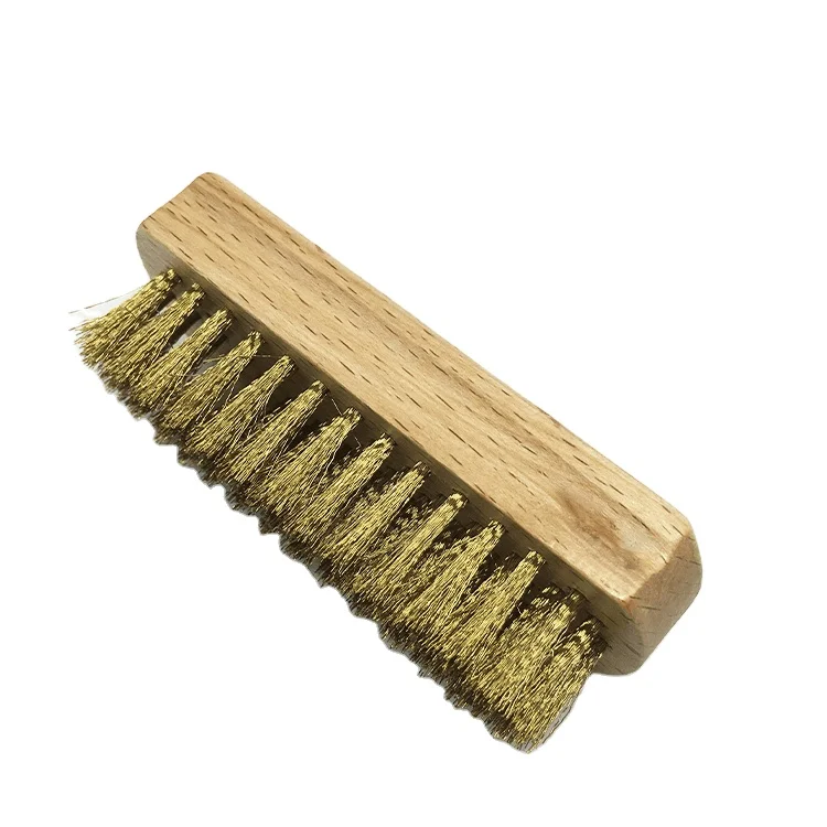 Wildleder bürste Messing Schuh bürste mit Holzgriff, Messingdraht