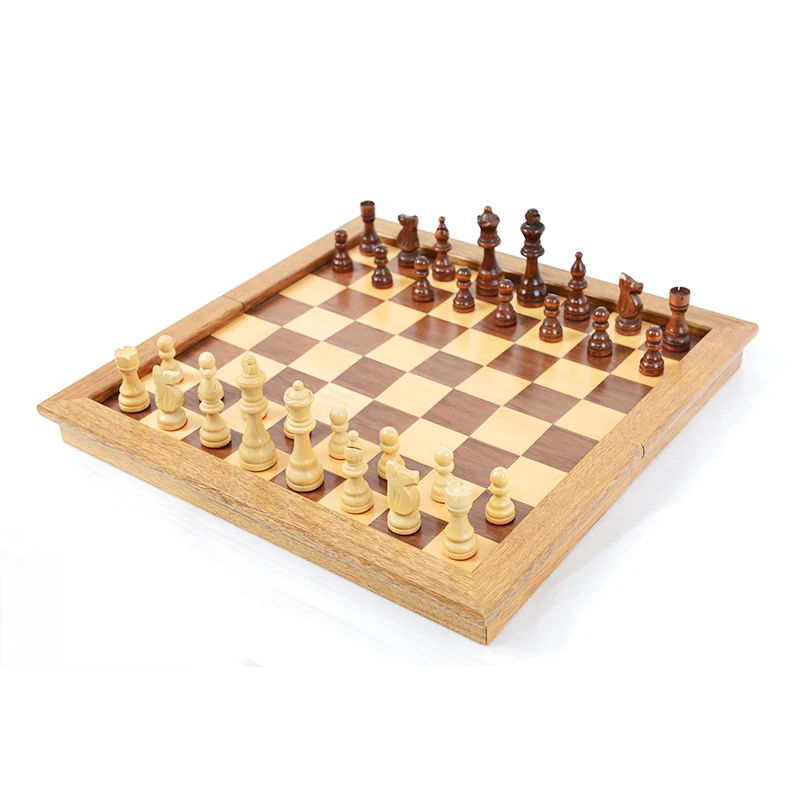 Jogo de tabuleiro de xadrez de madeira, conjunto de caixa de madeira com  proteção ambiental, tinta verde natural, entretenimento - AliExpress