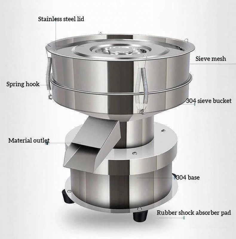 100-400 Mesh Stainless Steel Circular Vibration Screening Machine Food Grade Flour Powder Particle Filtering & Sifting Equipment