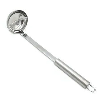 Asian Chinese Custom Kitchen Tools Fancy Novel Modern Long Handle Metal Stainless Steel Big Deep Hot Pot Soup Serving Spoon