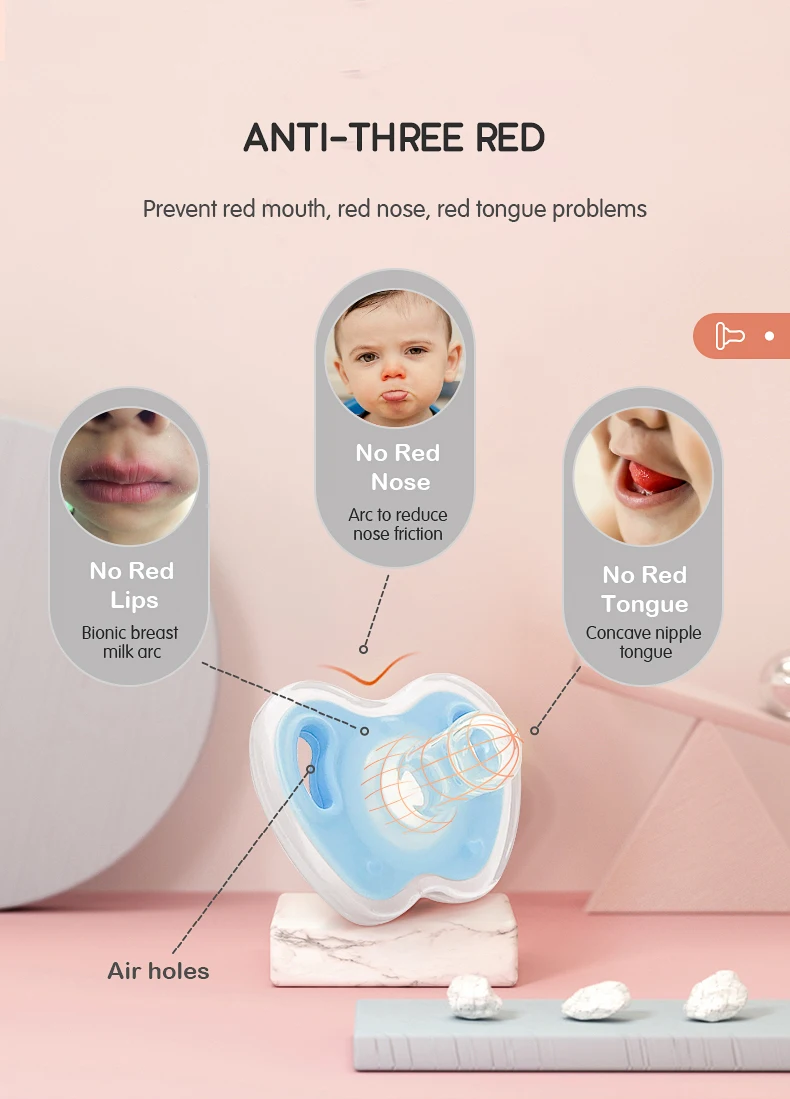 Factory Wholesale New Design Food Grade Infant Soft Teething Soother