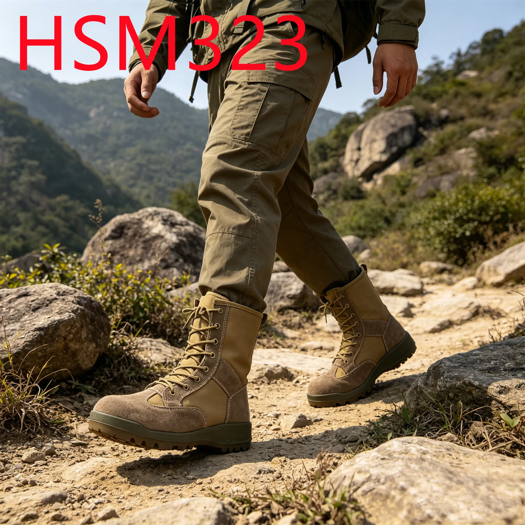 HY, Bottes de combat hivernales pour entraînement par simulation avec membrane imperméable, bottes tactiques hautes performances pour hommes, 20 cm, modèle HSM323