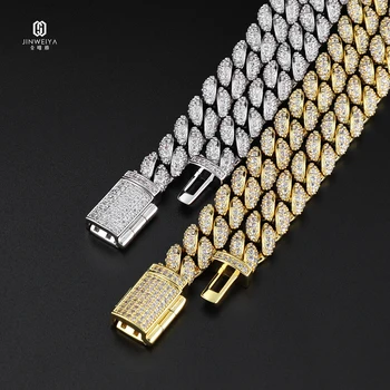 Hip Hop Jewelry Iced Out Diamond Necklaces 8mm Miami Iced Gold Plated Cuban Link Chain for Men