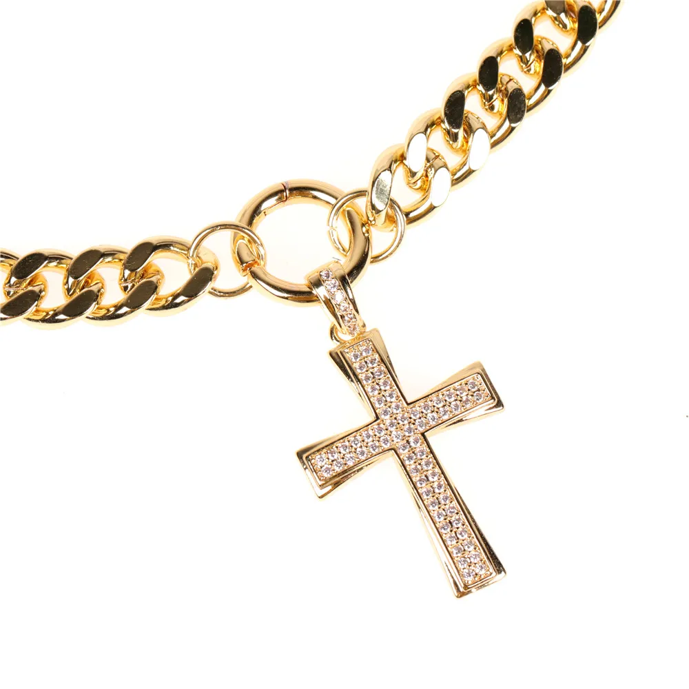 Cross Pendant,Cuban Chain,Gold Necklace 
