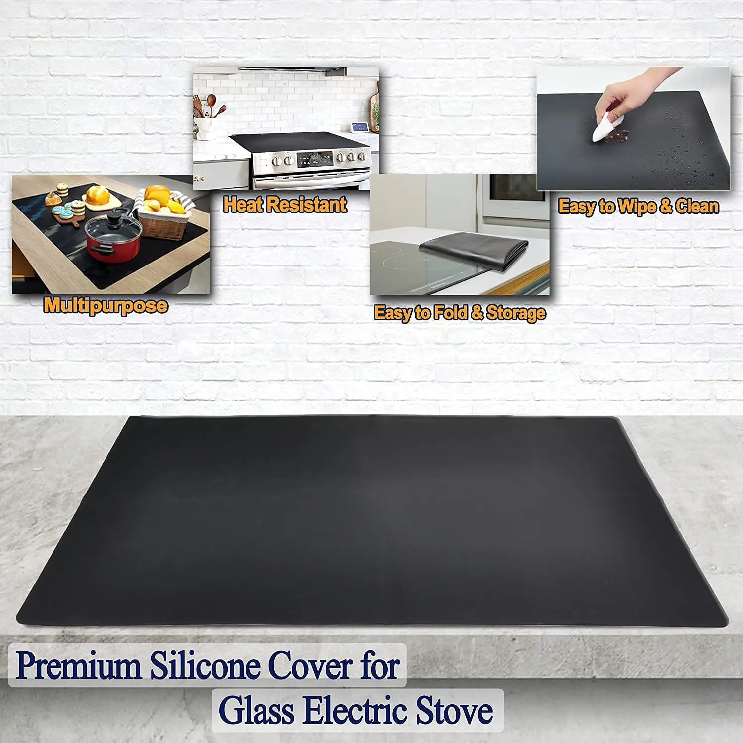 Tapis Protection Table De Cuisson Induction 62x53cm - Marbre, Antidérapant, Imperméable Et Anti-Rayures