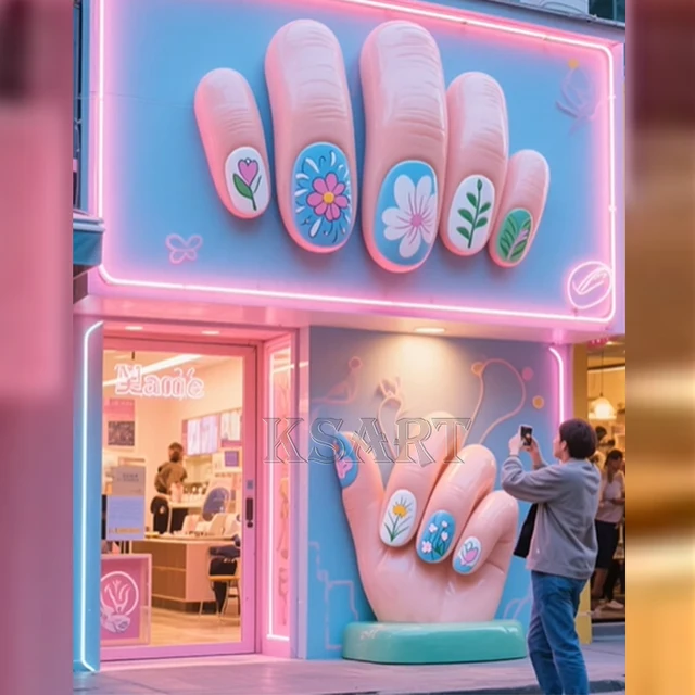 Large, Fashionable and Stunning Nail Art Sculptures, Interesting Storefront Decorations and Interior Decorative Sculptures