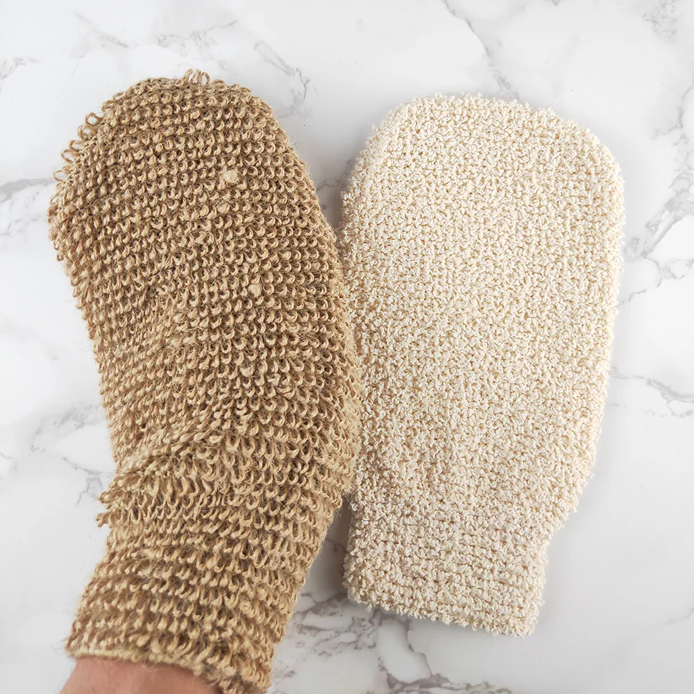 Eco Friendly Natural Reusable Exfoliating Jute Bath Gloves Sisal Mitt