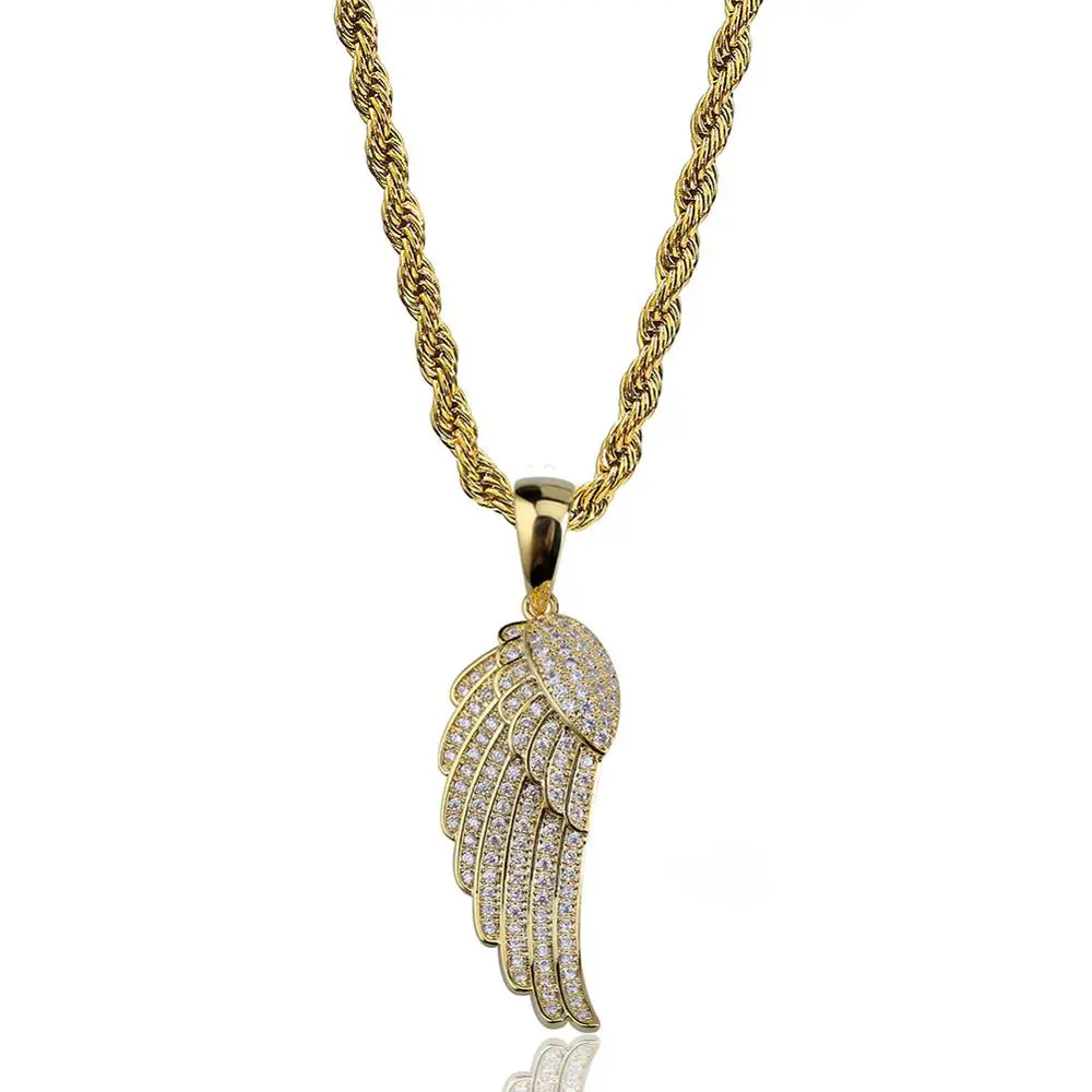 Gold Angel Wing Pendant Necklace 