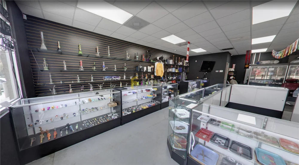 Customized Smoke Shop Interior Design Decoration Showcase Retail Glass Display Cases Smoke Shop