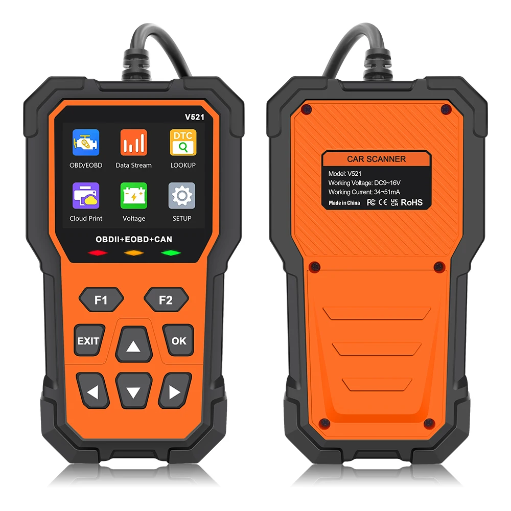 Outzone V520 OBD2 Car Diagnostic Scanner - 2024 Upgrade With Cloud Print & 10 Language Support