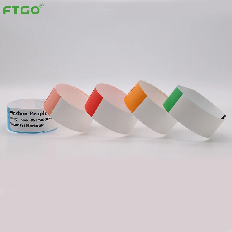 Водонепроницаемые цветные бумажные браслеты с принтом для билетов FTGO, браслет для идентификации для мероприятий