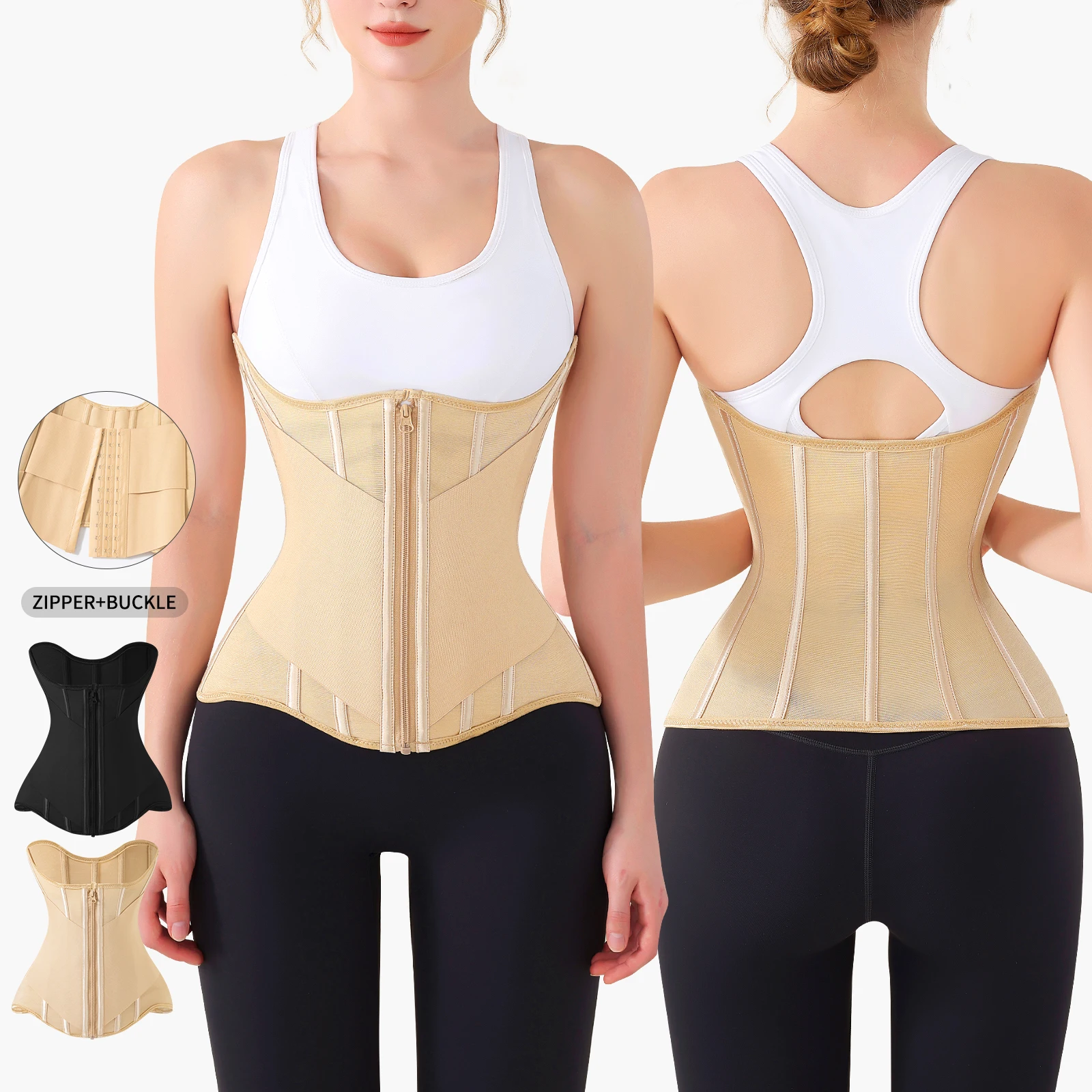 Zipper Waist Cincher Trimmer Wrap Girdle Full Body Corset Waist Trainer Shapewear Trimmer Shaping Tummy Control Shaper for Women